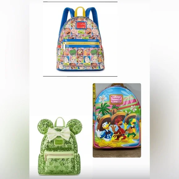 Disney | Bags | 3 Disney Colorful Character Backpack Sets 